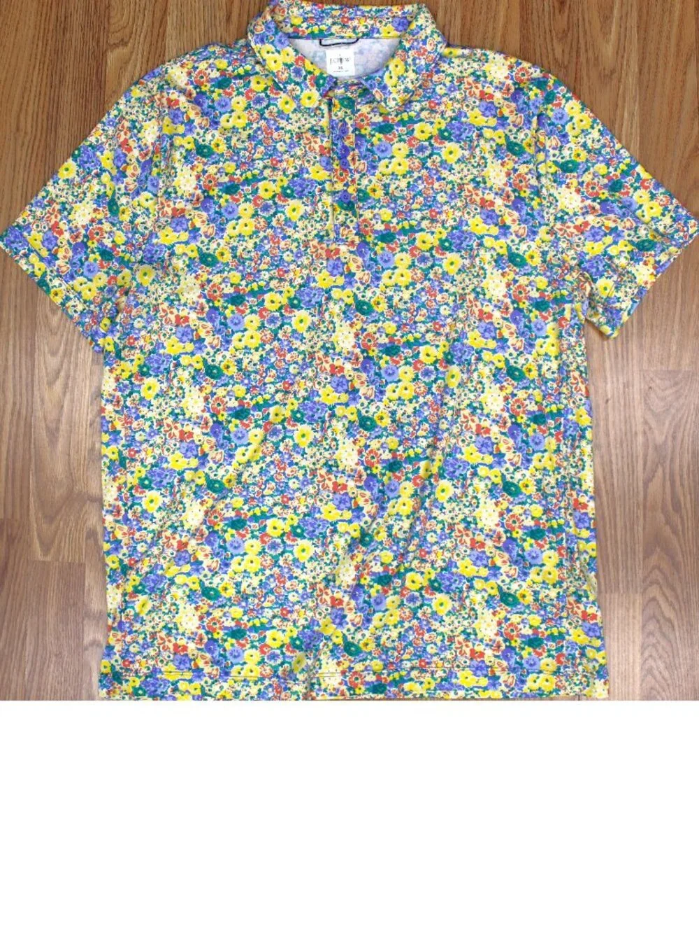 J.CREW FLORAL PRINT CLASSIC FIT POLO SHIRT COTTON/COOLMAX BLEND Sz X-LARGE, XL